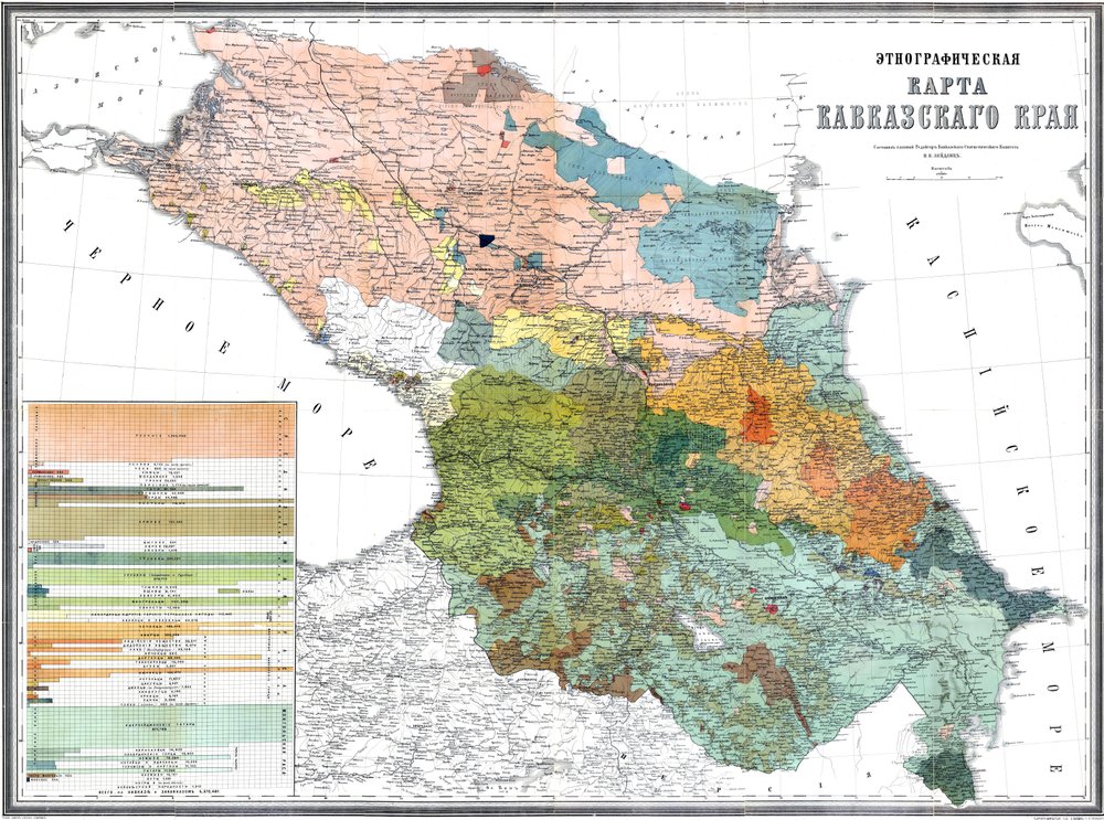 コーカサス地域の民族誌地図、1880（縮尺：1：1080000）